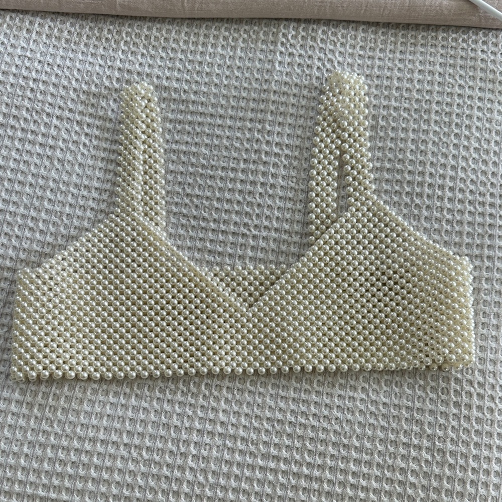 Pearl Embellished Crop Top